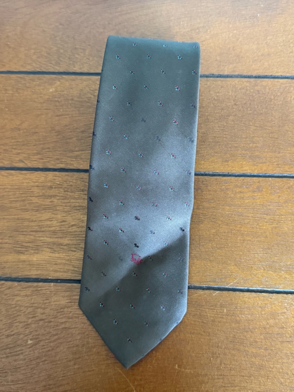 Vintage Christian Dior Classic Brown Polka Dot Mens Tie